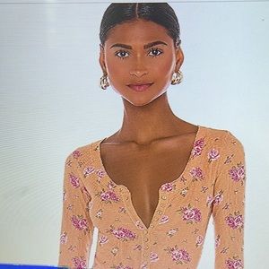 Free people Dylan Thermal printed bodysuit seize M